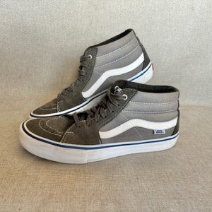 VANS Sk8-High Top Grey Two Tone Canvas Suede Skate shoes. Men's Size 9 1/2.
